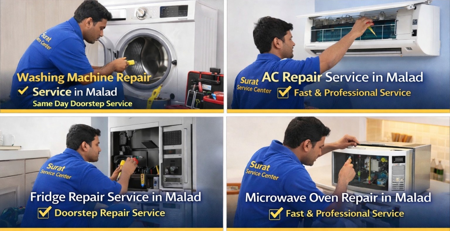 Surat Service Center, We Provide Comprehensive Repair Solutions for All Major Home Appliances, Regardless of the Brand or Model: While Many Repair Services Come and Go, Our 20-year Journey is Built on a Foundation of Technical Mastery and Customer Loyalty. We Use the Latest Technologies and Upgraded Tools to Repair the Damaged Part of the Washing Machine, Microwave Oven, Refrigerator, Ac, and Dish Washer Led/lcd Tv, Designed and Developed by Industry Leaders. In the Present Scenario, Home Appliance Repair Services is Not an Issue for the People Staying in Surat